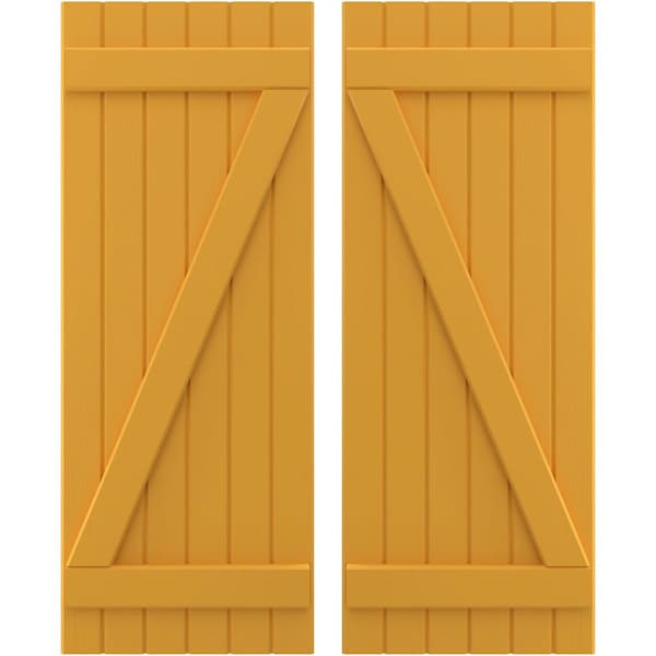 Ekena Millwork Americraft 6-Board (2 Batten) Wood Joined Board-n-Batten Shutters w/ Z-Bar, ARW102BB621X77TUH, PR ARW102BB621X77TUH - main